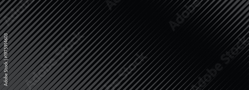 Black oblique straight line background. Modern dark linear abstract wallpaper. Luxury stripe gradient texture. Grey diagonal line backdrop for flyer, banner, poster, cover, presentation. Simple