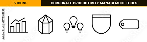 Business optimization and workflow efficiency outline icon set