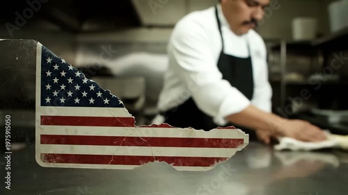 American flag on dark background