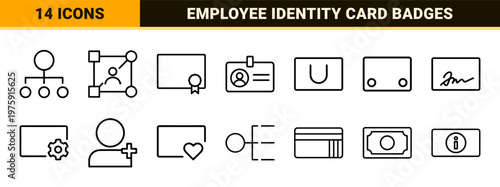 Corporate business structure and licensing document outline icon set