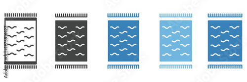 Beach towel icon element for design, clean minimal line vector illustration, perfect for summer, beach holiday, relaxation, and resort branding visuals.