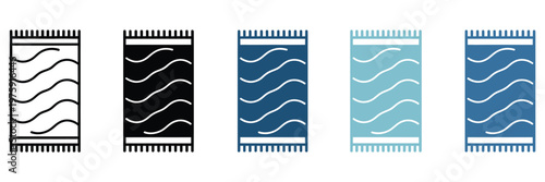 Beach towel icon element for design, vector illustration in minimal line style, ideal for summer, vacation, seaside, and travel-themed graphic projects.
