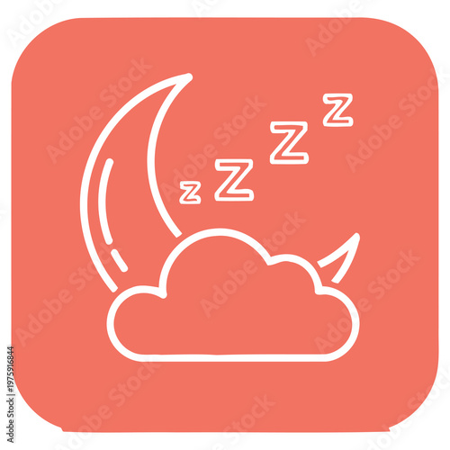 Sleepy night sky with crescent moon and cloud, zzz symbols, peaceful slumber