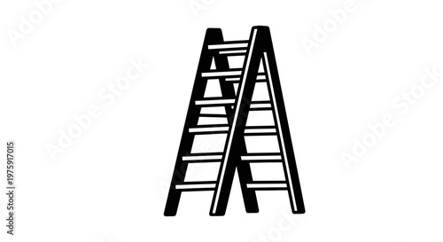 Two A-frame ladders against white background, simplicity and construction