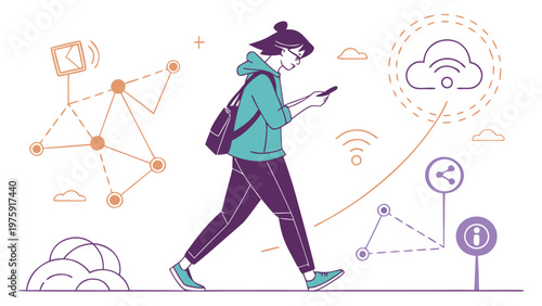 Invisible Digital Systems Everyday Life Flat Vector
