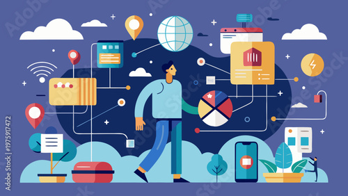 Invisible Digital Systems Everyday Life Flat Vector