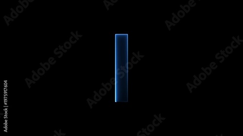 Glowing neon letter 'I' symbol, a shiny light font illustration on a black background English alphabet education type word writing letter text effect smooth footage sign symbol with black background