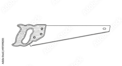 Vintage handsaw with wooden handle.
