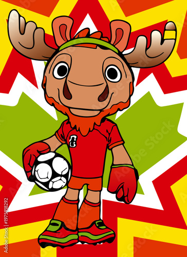 maple futbol, ciervo de futbol con balon