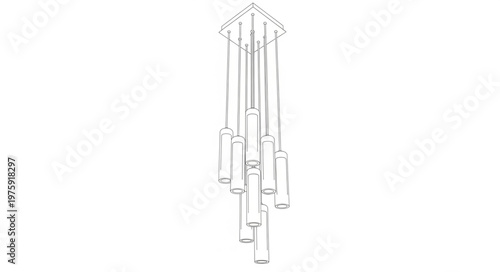 Wind chime with metal tubes hanging.