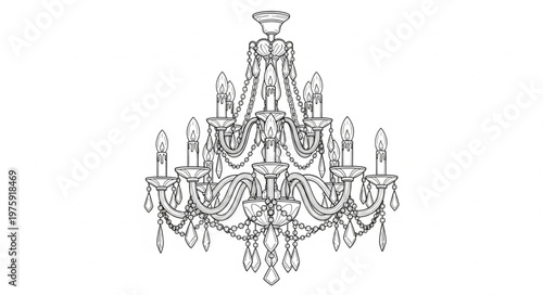 Crystal chandelier lighting fixture interior decor.