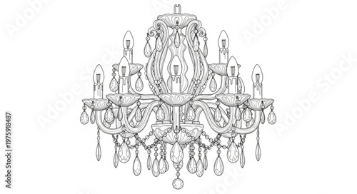 Crystal Chandelier Lighting Fixture Interior.