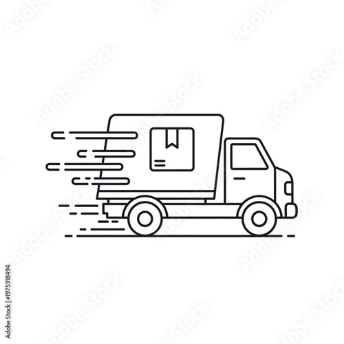 Delivery Truck in Motion Fast Speed.