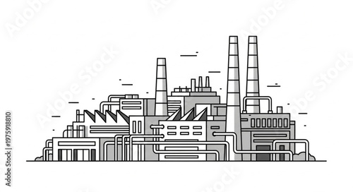 Industrial Factory with Smoking Chimneys.