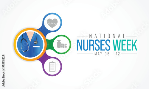 National Nurses week is observed every year from May 6 to 12, to mark the contributions that nurses make to society. Vector illustration.