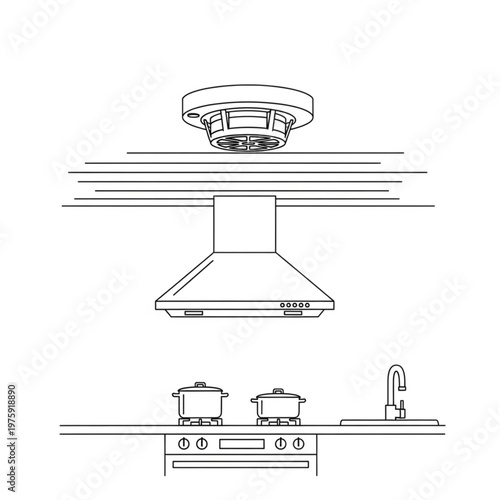 Kitchen Range Hood Cooker Ventilation System.