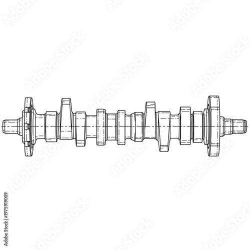 Mechanical crankshaft engine part closeup 1.