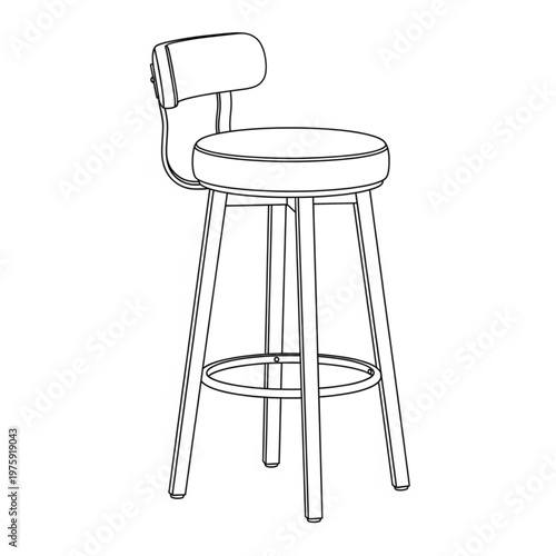 Modern Bar Stool with Backrest 1.