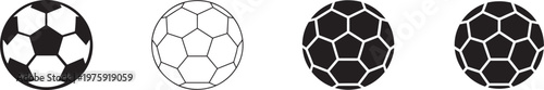 Soccer ball icon set, vector EPS for football, sports, game, team, tournament, and athletic design.