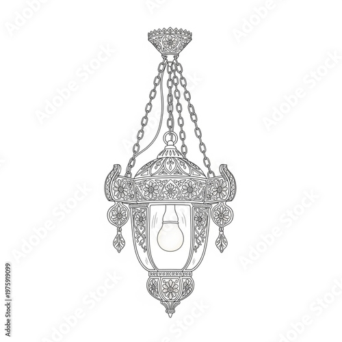Ornate Hanging Light Fixture Lamp.