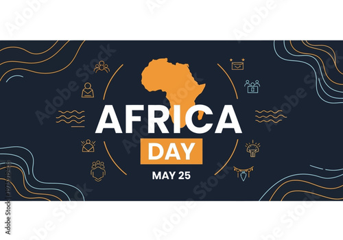 Africa Day Celebration with Continent Map and Date.
