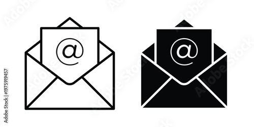 Open email icon. glyph solid icons collection. Line icons