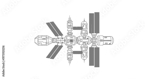 Space Station Orbiting Earth, Futuristic Spacecraft, Outer Space Exploration