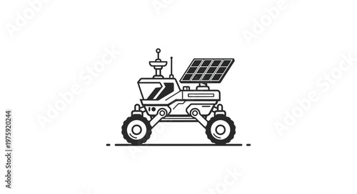 Space Rover with Solar Panel, Exploring Distant Planets, Sci-Fi Concept