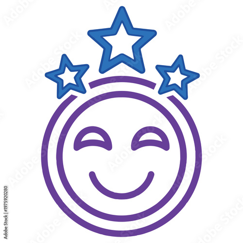 Smiling face with stars on head happy emoticon symbol icon