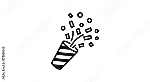 Party Popper Exploding Confetti and Streamers - Celebration Icon