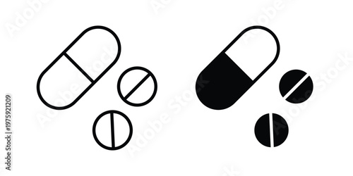 Pill icon. glyph solid icons collection. Line icons