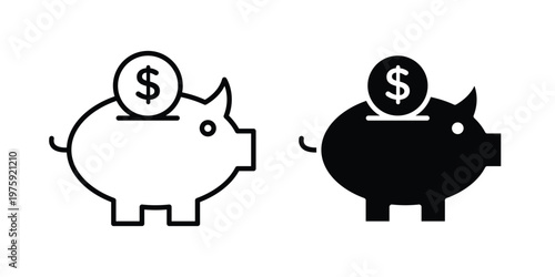 Piggy bank icon. glyph solid icons collection. Line icons