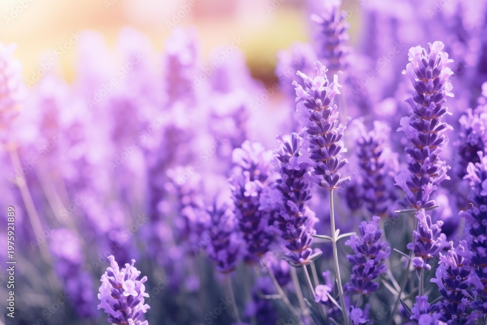 Fototapeta premium Lavender flowers blooming, creating a serene and fragrant scene in the garden