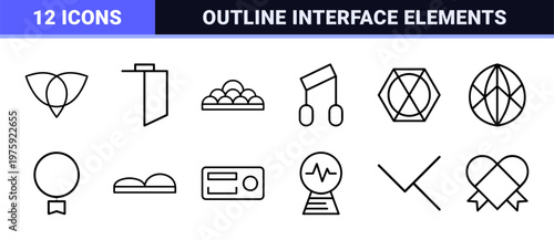 Minimalist Line Art Essential Web and Mobile UI Interfaces Icons