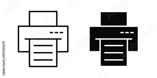 Print button icon. glyph solid icons collection. Line icons