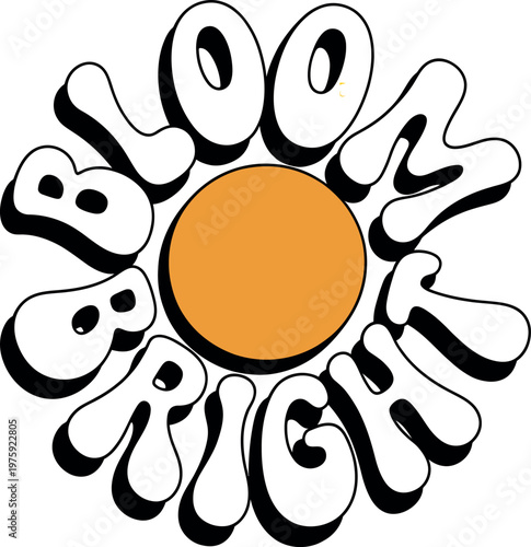 Stay groovy vector illustration with sun for fashion print, stickers and posters