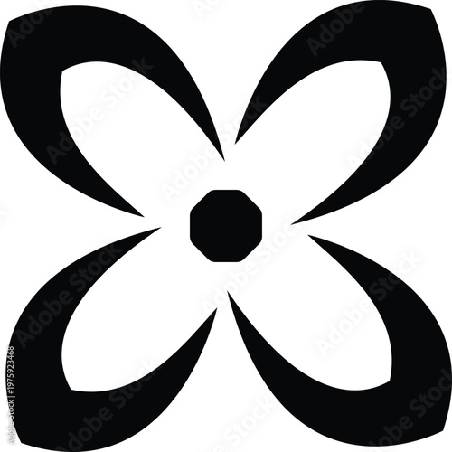 Black symmetric floral ornament pattern