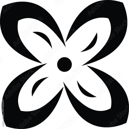 Geometric floral decorative black pattern