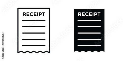 Receipt icon. glyph solid icons collection. Line icons