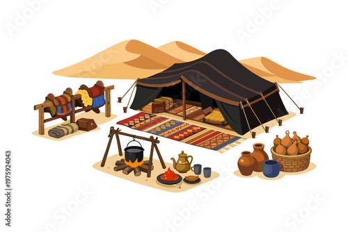 Desert Nomad Camp Scene