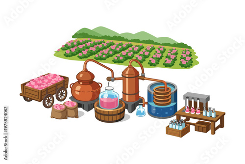 Rose Oil Distillation Process
