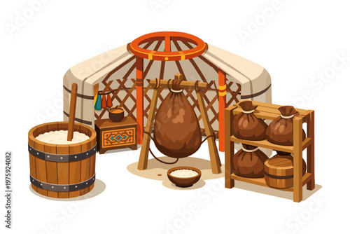 Traditional Food Preparation Scene