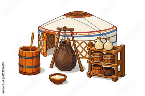 Traditional Nomadic Dwelling Scene