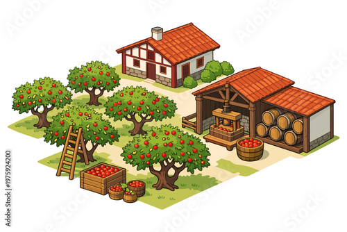 Apple Orchard Harvest Scene