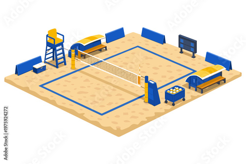 Beach Volleyball Court Isometric View