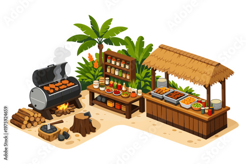 Tropical BBQ Buffet Station