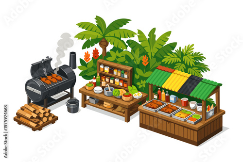 Tropical BBQ Food Stall
