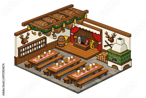 Bavarian Beer Hall Isometric View