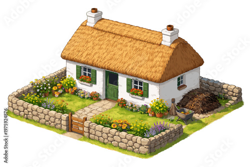 Charming Thatched Cottage Garden
