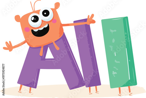 Funny Cartoon Letter A Character Boy Businessman Illustration